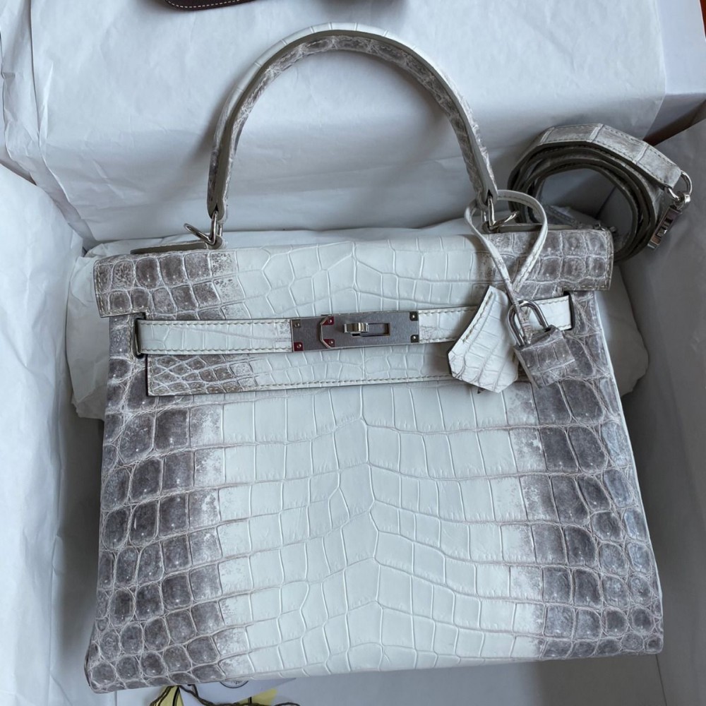 High Quality Replica Hermes Kelly Retourne 28 Handmade Bag In Himalaya Crocodile Niloticus Skin $ 9890 USD